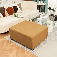 Vista 2 de Fundas elásticas para otomanas, fundas otomanas de jacquard suave, fundas rectangulares de almacenamiento para taburete, funda para reposapiés