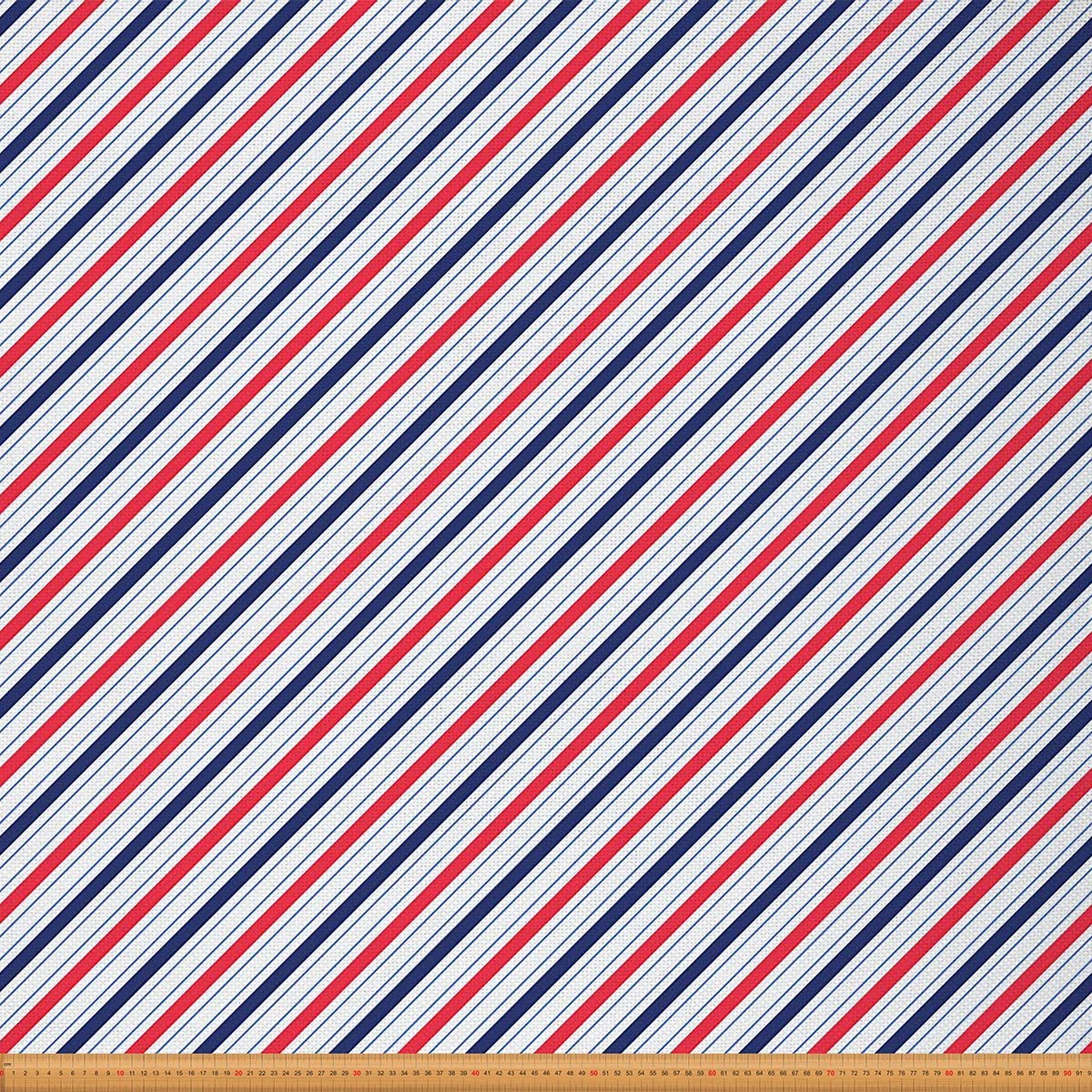 Geometric Stripe Line Fabric by The Yard, Fabric,Harbour Stripe Outdoor Fabric,Modern Abstract Art for Chairs,2 Yards,(L184*W150cm) Red Blue White