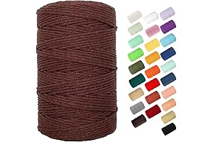 BYWORLD 3mm Brown Macrame Cord, 220 Yards 100% Natural Cotton Colored Rope