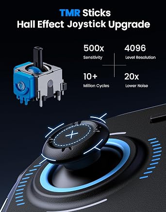 Techerleaf Switch 2 Controller, Wireless Replacement Joypad Gamepad for Switch 2, Controller for Switch 2 with Grip, Hall Effect TMR Joystick No Drift, 9-Axis Gyro, RGB Lighting, Adjustable Vibration