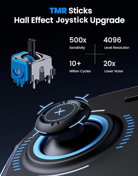 Techerleaf Switch 2 Controller, Wireless Replacement Joypad Gamepad for Switch 2, Controller for Switch 2 with Grip, Hall Effect TMR Joystick No Drift, 9-Axis Gyro, RGB Lighting, Adjustable Vibration
