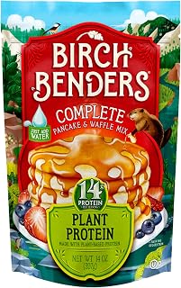 Birch Benders Plant Protein Pancake & Waffle Mix - Vegan, 14g Protein, Whole Grain, Just Add Water, 14 oz
