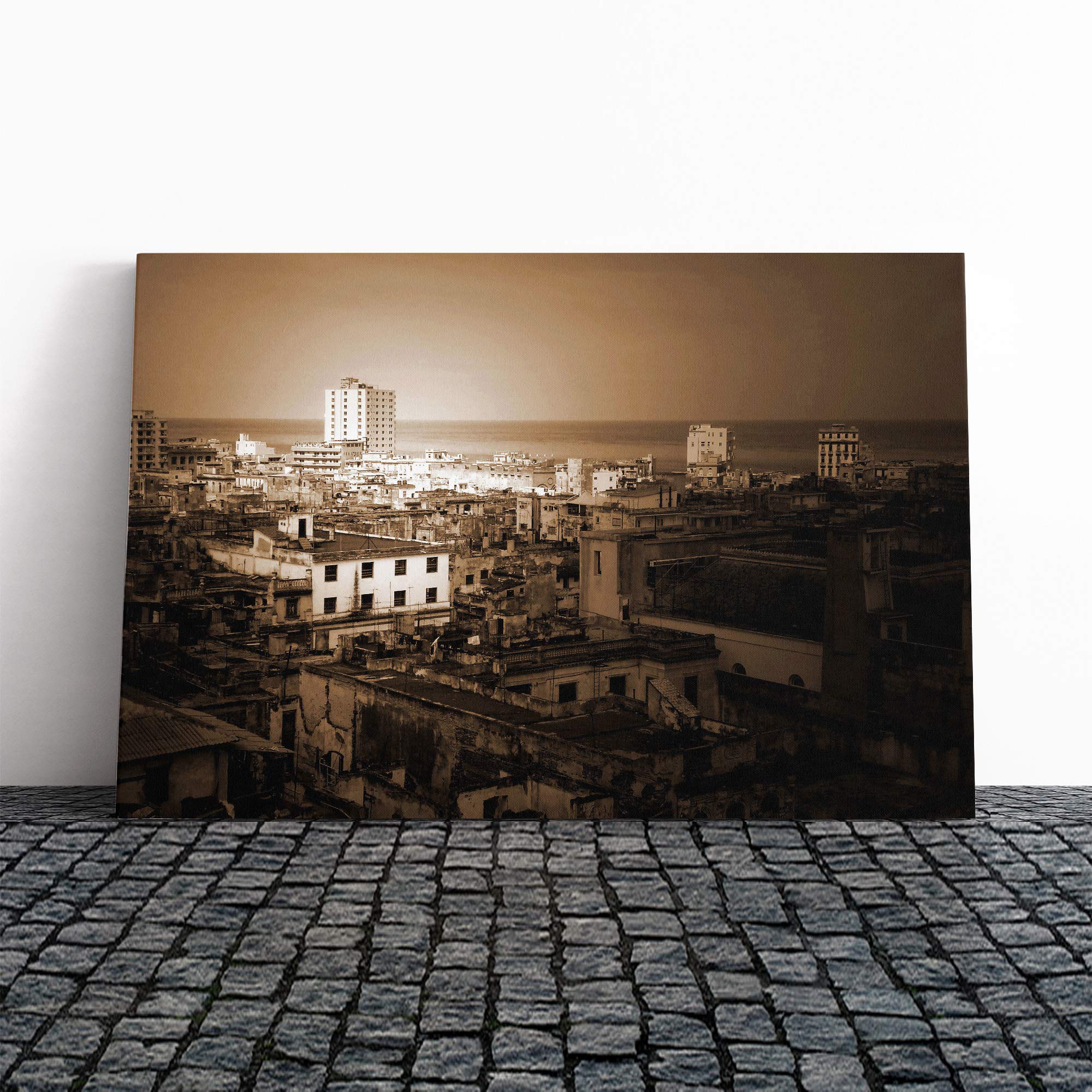 Cuba Skyline (2) Canvas Print | Gallery Wrapped 30mm Frame Wall Art | 24x16 inches | Ready to Hang | Modern Cityscape Picture | Living Room Bedroom Lounge Office