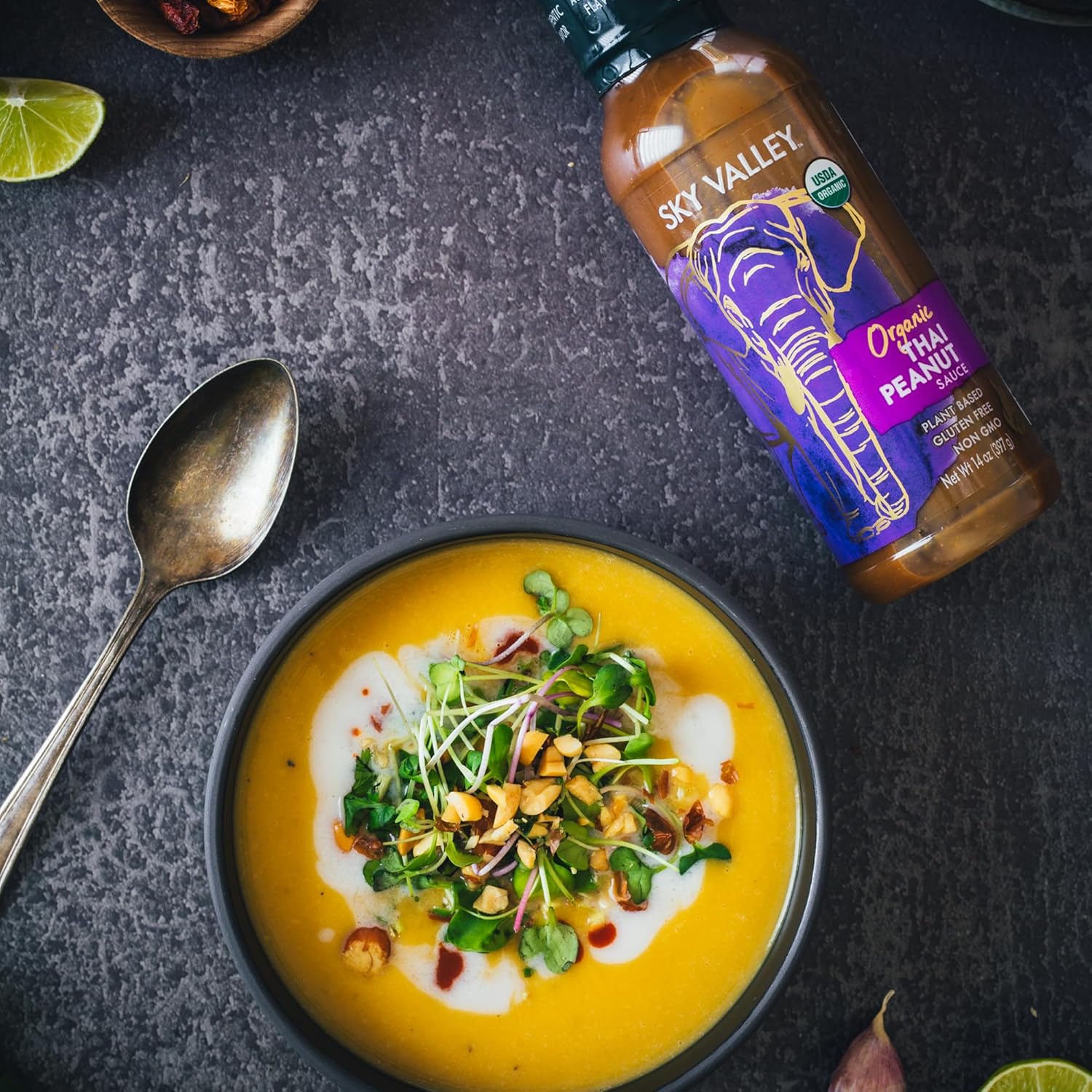 Sky Valley Thai Peanut Sauce - Gluten Free Peanut Sauce, Mild Heat, Authentic Flavor, Organic, Vegan, Non GMO, Gluten Free, Peanut Sauce for Spring Rolls- 14 Oz - Image 8