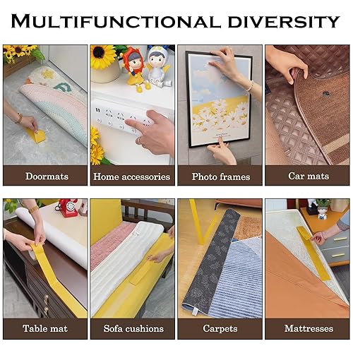 Miniatura 6 de Cinta de tela de doble cara, cinta de malla adhesiva fuerte para alfombra, cinta transparente para eliminación sin rastros, cinta multifuncional de