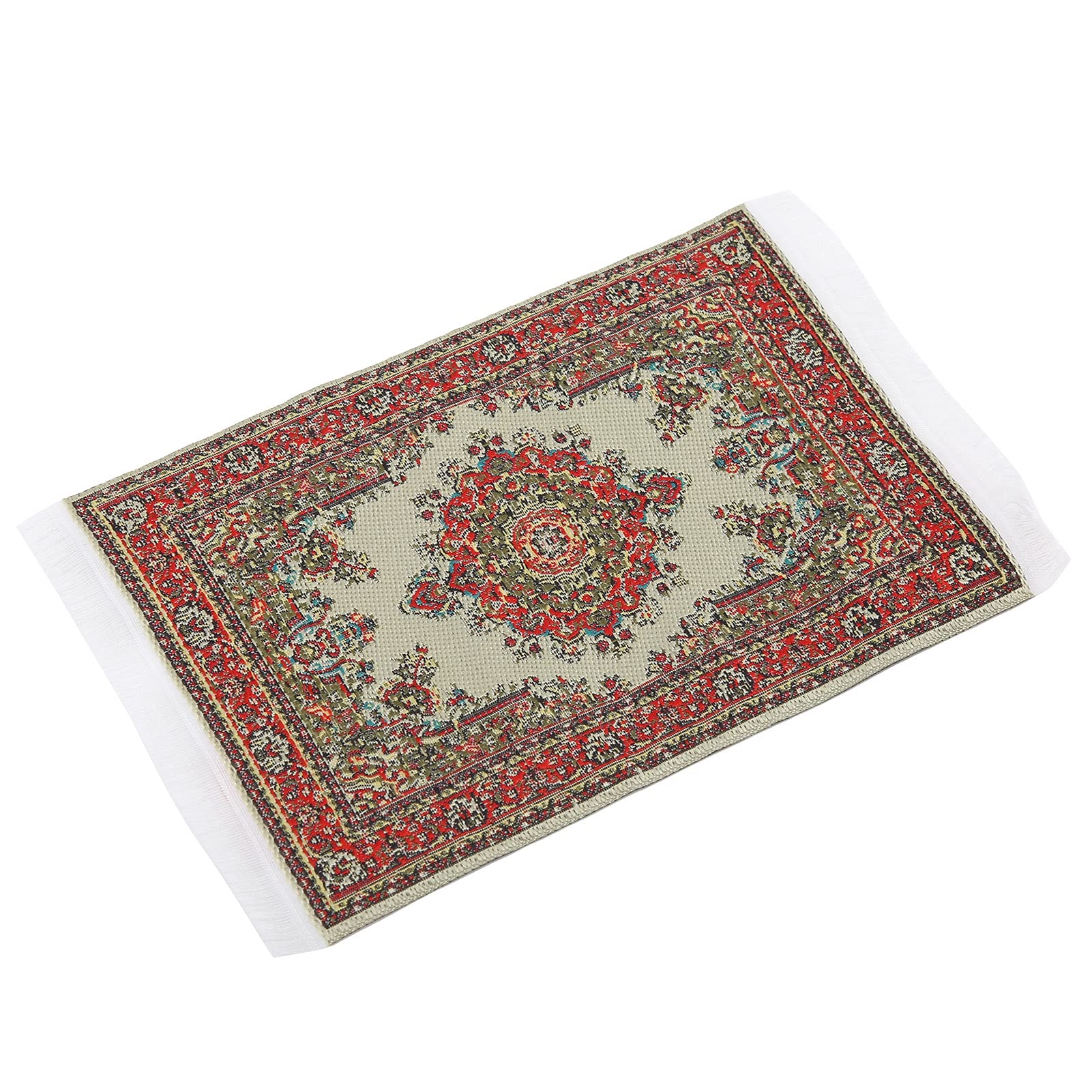 Dollhouse Carpet, Doll House Decoration 1:12 Miniature Rug Dollhouse Decoration Portable for Bedroom(Floral)