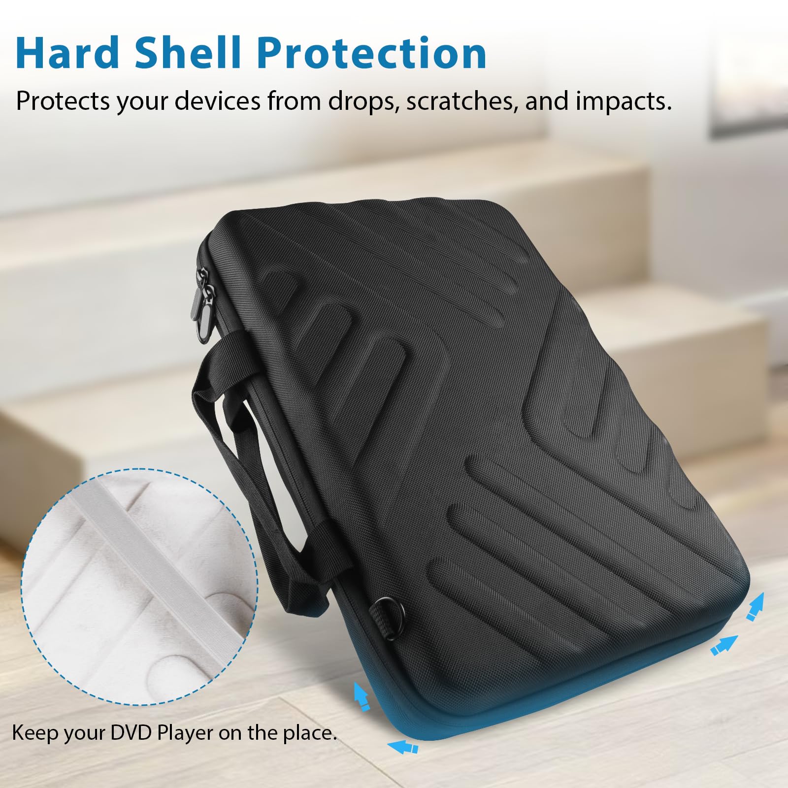 Custodia rigida da viaggio per lettore DVD portatile Boifout/Yoton/Pofoto da 17,5", per YOTON/PJGCWB 16,9"/15,5" POFOTO 15,6", borsa portaoggetti per accessori (solo custodia)
