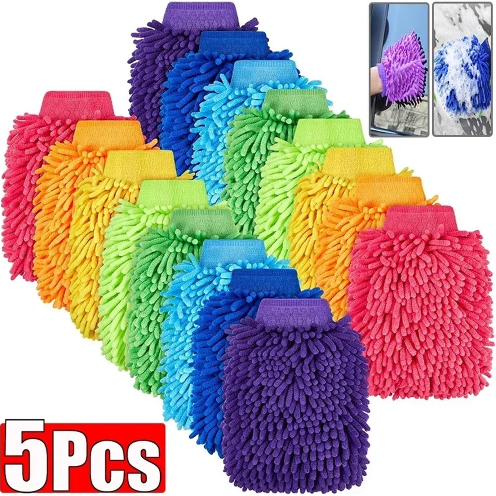 Guanti for Autolavaggio - Guanto for Pulizia | For il lavaggio e la rimozione automatica(5PCS random color)