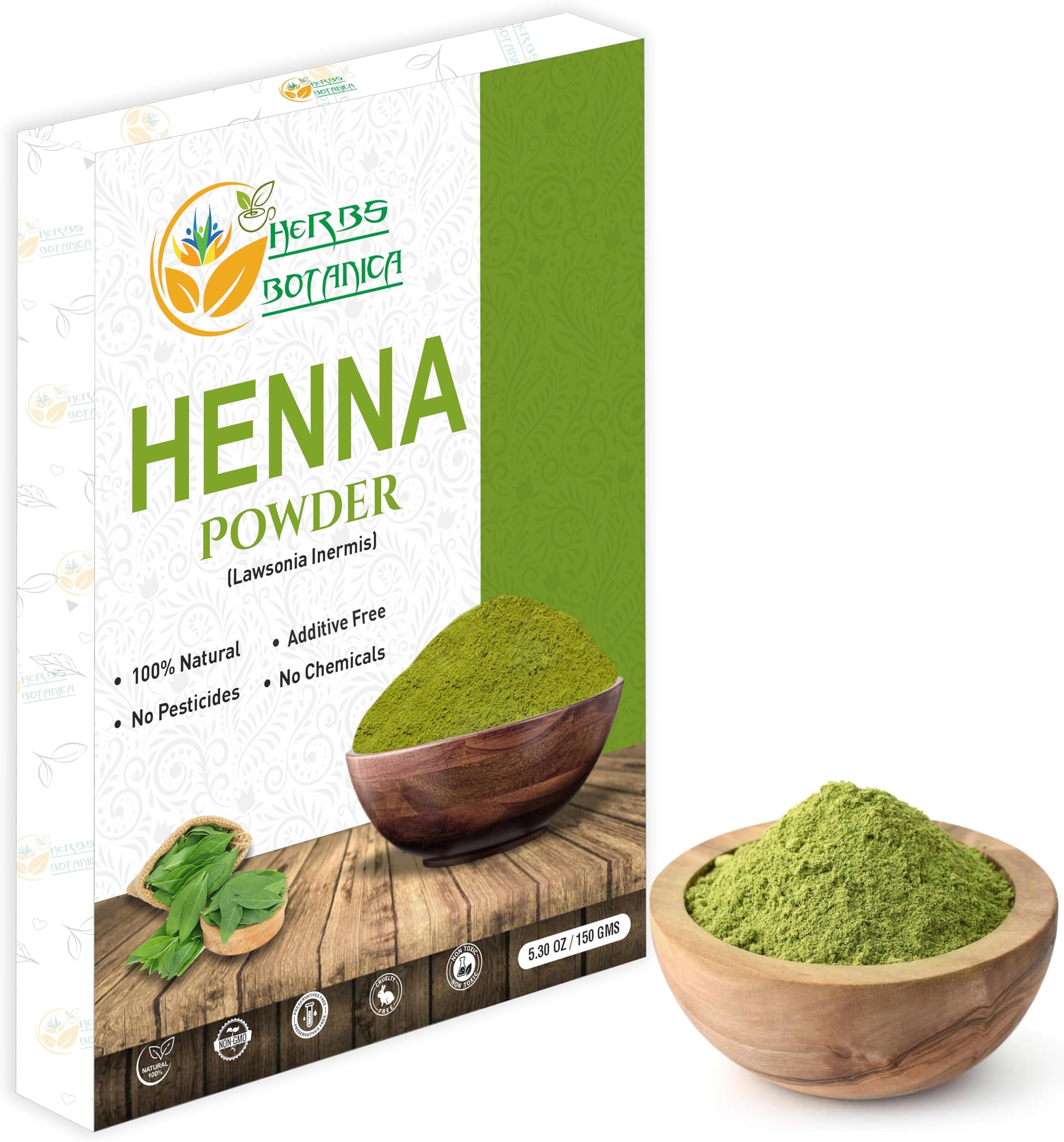 Herbs Botanica 100% Pure & Natural Henna Powder For Hair Dye/Color 150 Gms / 5.5 Oz Pack