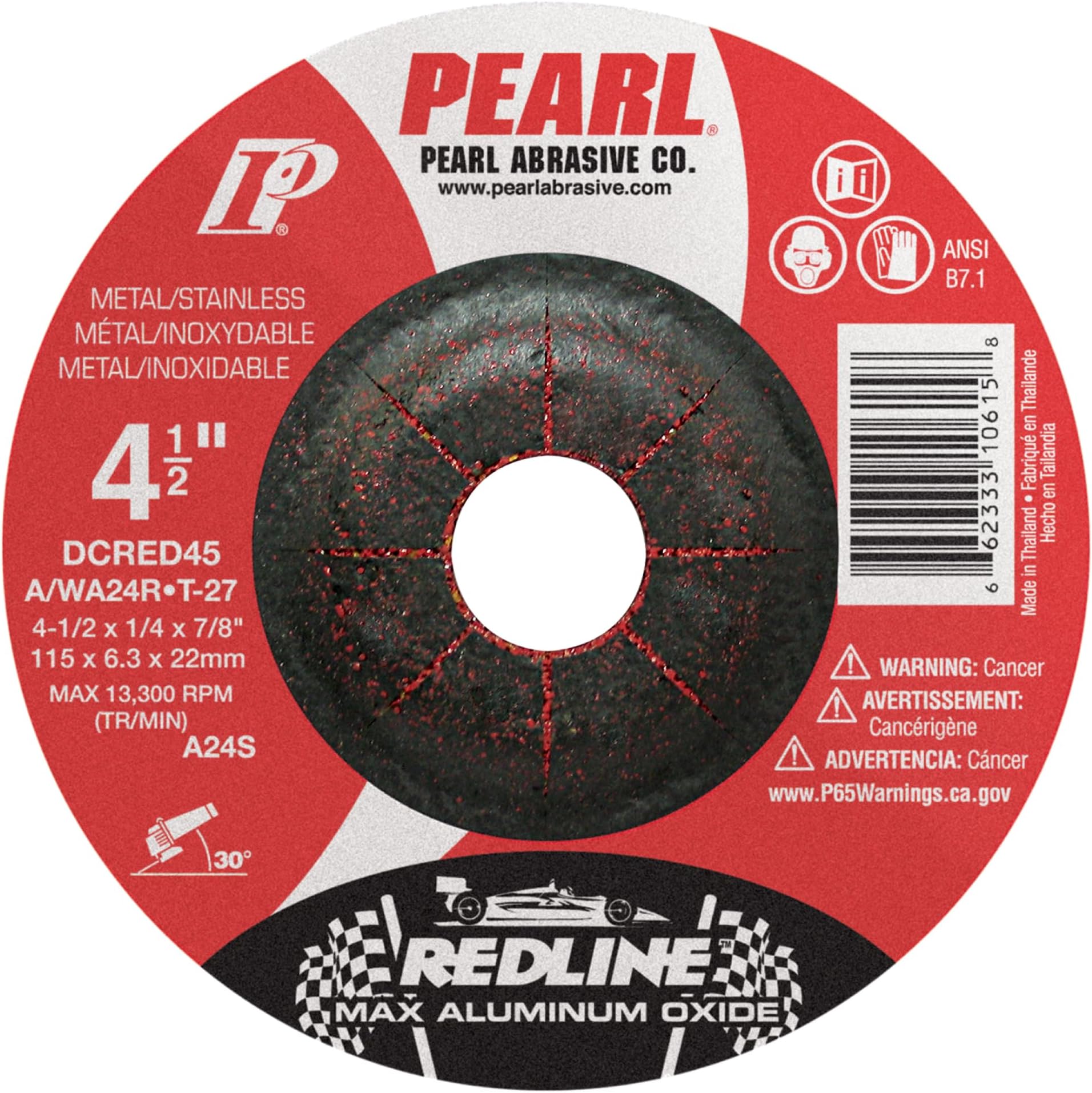 Redline Max A.O.DC Grinding Wheel 4-1/2 x 1/4 x 7/8 A/WA24R T-27, Pack of 25