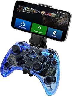 Joso Bluetooth Controller for Switch/PC/iPhone/Android/Apple Arcade MFi Games/Steam, Pro Wireless Game Controller with Phone Mount/Custom Buttons, Macro, Turbo, Dual Vibration