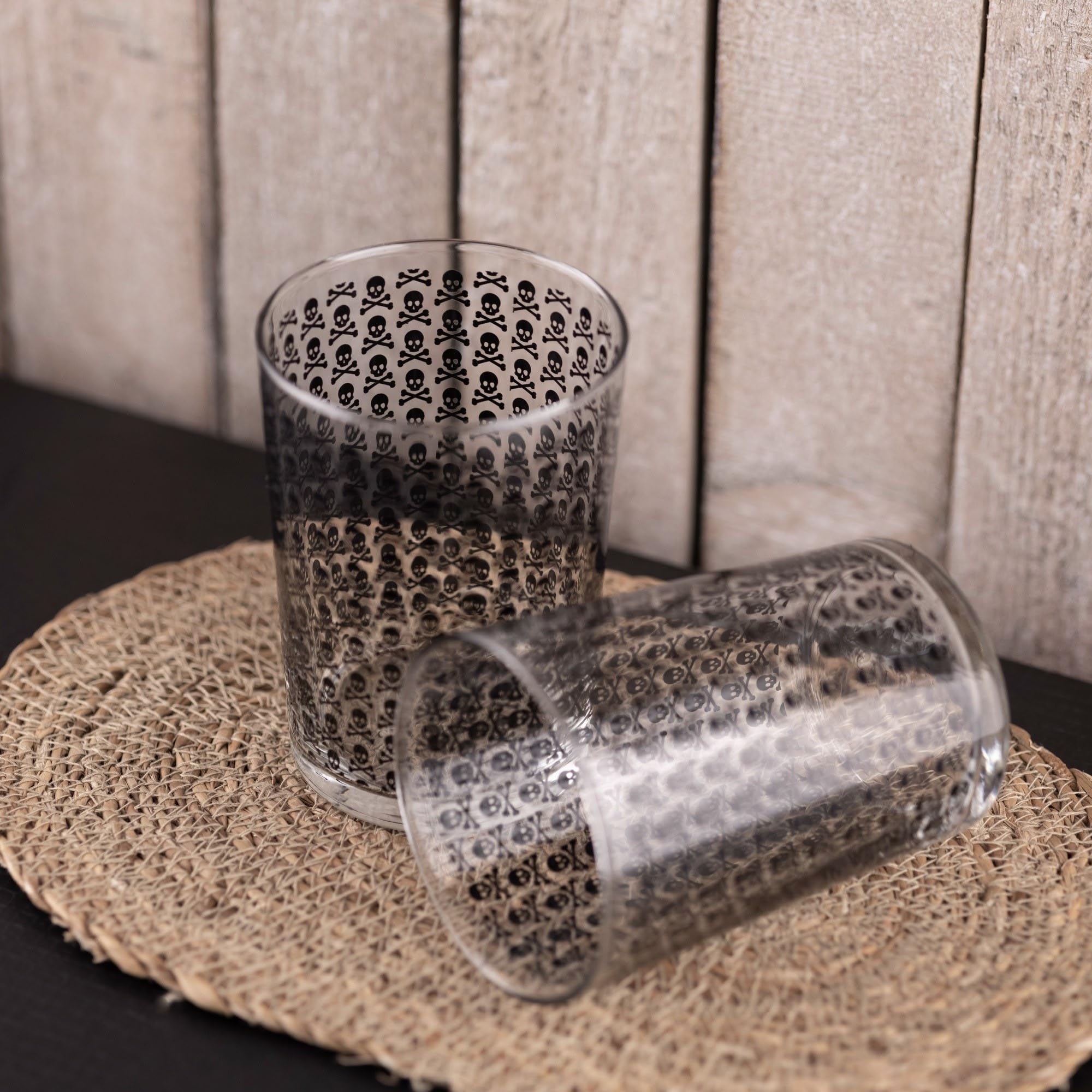 SCALPERS HOME | Vasos de Cristal Transparente | Juego de 2 Vasos de Sidra | Capacidad de 520 ml | Diseño con la Calavera de Scalpers | Fabricados en Cristal