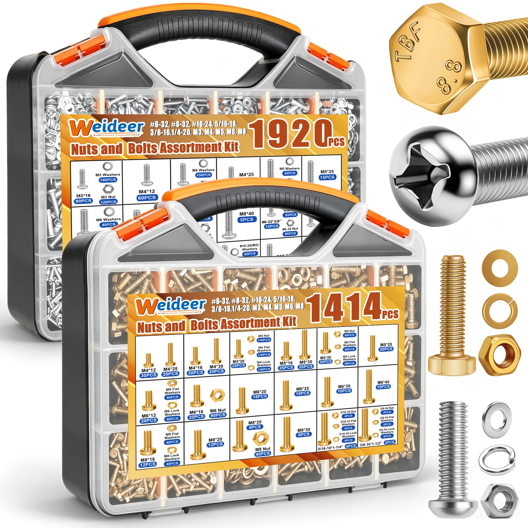 weideer 2431PCS Stainless Steel Nuts and Bolts Assortment,Metric&SAE Screws — Amazon image 12