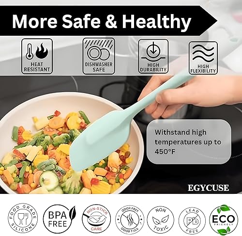 Miniatura 5 de Juego de 6 espátulas de silicona resistentes al calor, antiadherentes, flexibles, espátulas de goma para cocinar, raspador de silicona, apto para