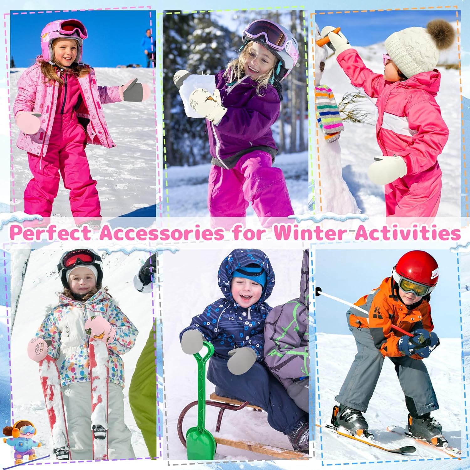 Olreco Baby Toddler Mittens Waterproof Toddler Snow Gloves Infant Baby Mittens Winter Kids Ski Gloves for Boys Girls - Image 3