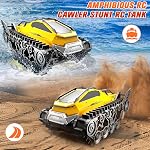 Fistone Amphibious Remote Control Car, 2.4Ghz All-Terrain Remote Control Truck with Gesture Sensing, 360° Rotating RC Tank Crawler Waterproof Off-Road RC Car, RC Boat for Kids Boys