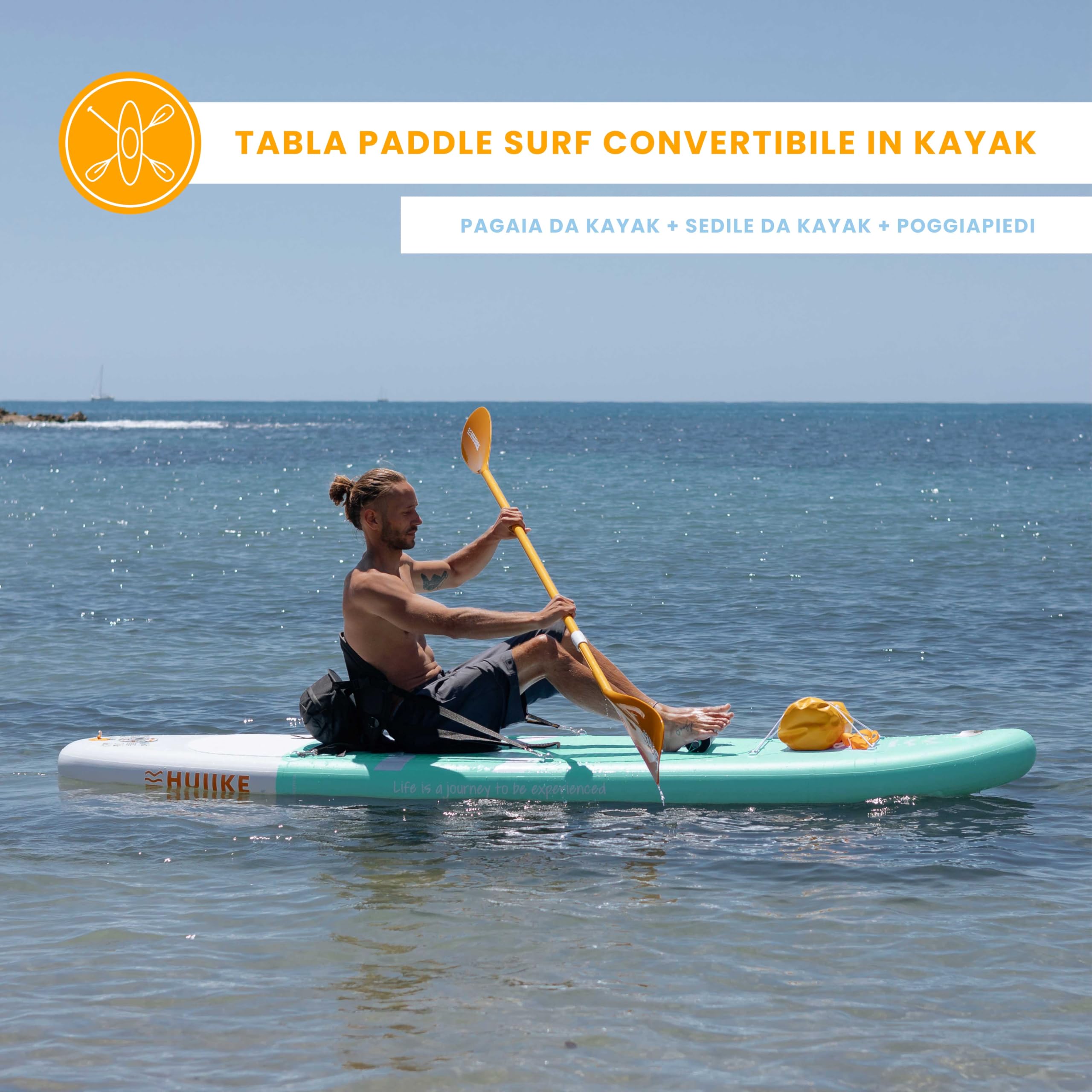 HUIIKE Tavola Sup Gonfiabile Adulti con Accessori Inclusi, Pagaia, Pinne, Pompa. Stand Up Paddle Board con Grande Stabilità e Resistenza. 305 x 84 x 15 cm, Carico Massimo 130 kg