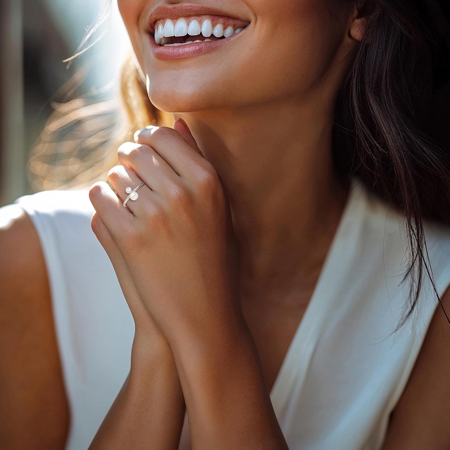 Ross-Simons 4.5-5mm Cultured Pearl Ring With Single CZ in Sterling Silver