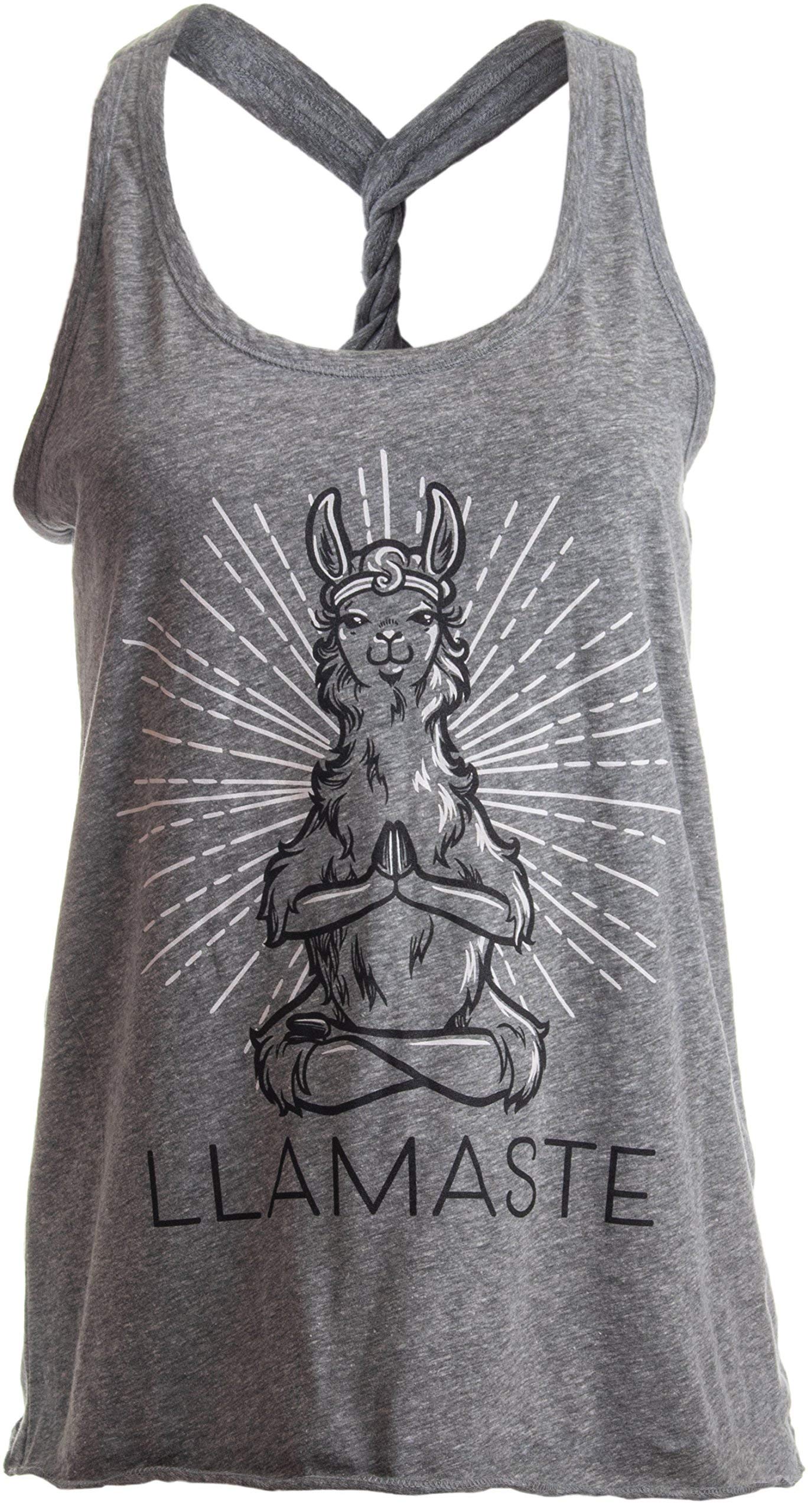 Llamaste | Cute, Funny Yoga Llama Namaste Workout Racerback Tank Top for Women