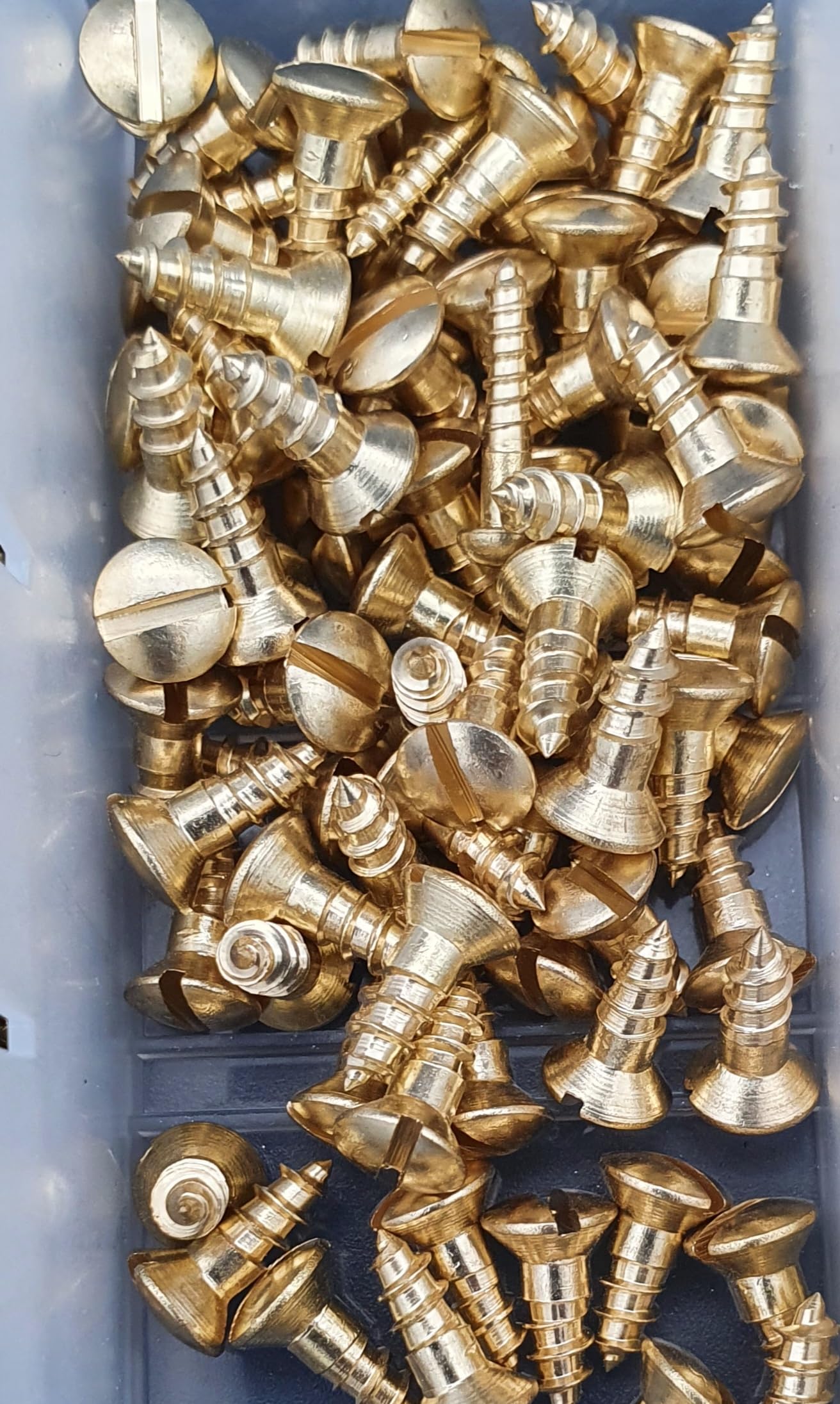 300 tlg. Set | Messing Holzschrauben Sortiment DIN 95 – Linsensenkkopf Schlitz – Messing Blank – 1,6mm & 2mm Durchmesser in praktischer Aufbewahrungsbox