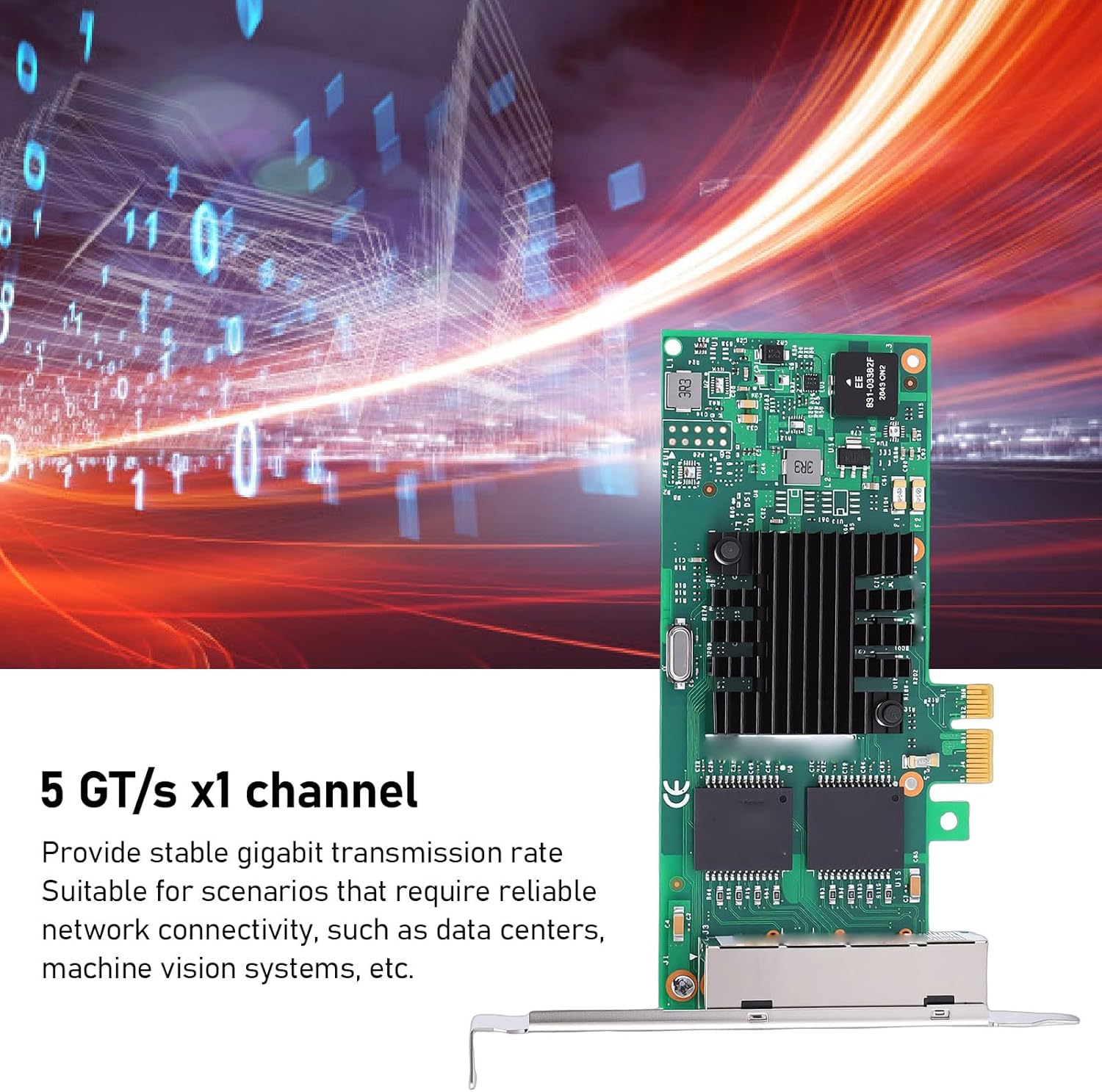 CUIFATI PCI Express Network Card, Support for 350AM4 Chip 4 RJ45 Ports 1GbE PCIE 2.1 X1 Network Adapter with Low Profile Brackets, for Server Desktop PC Industrial Applications