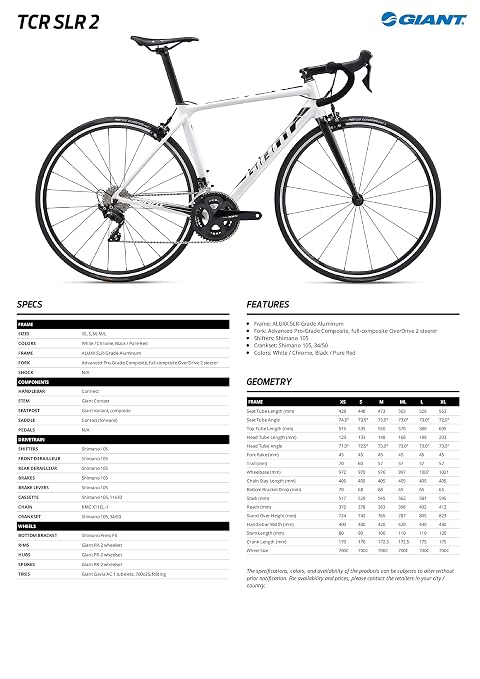Giant TCR SLR 2 Medium (White) : Amazon 