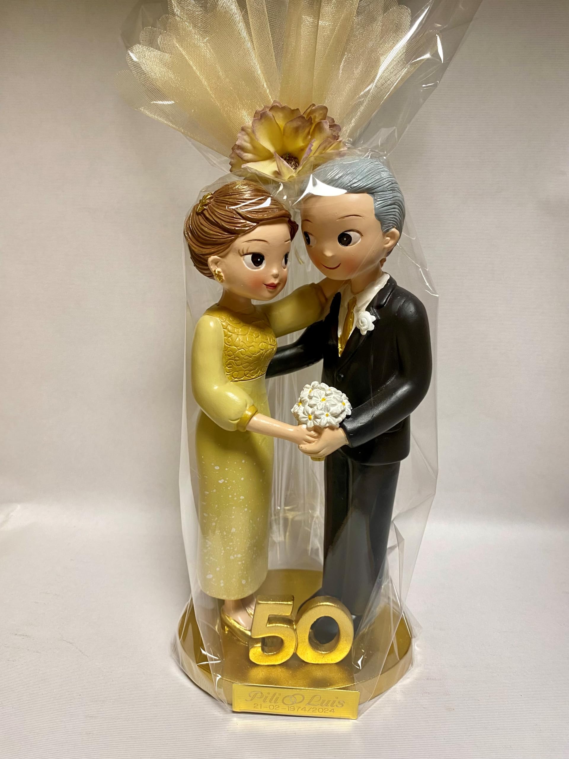 Figurita Tarta Bodas de Oro 50 Aniversario GRABADA para Pastel