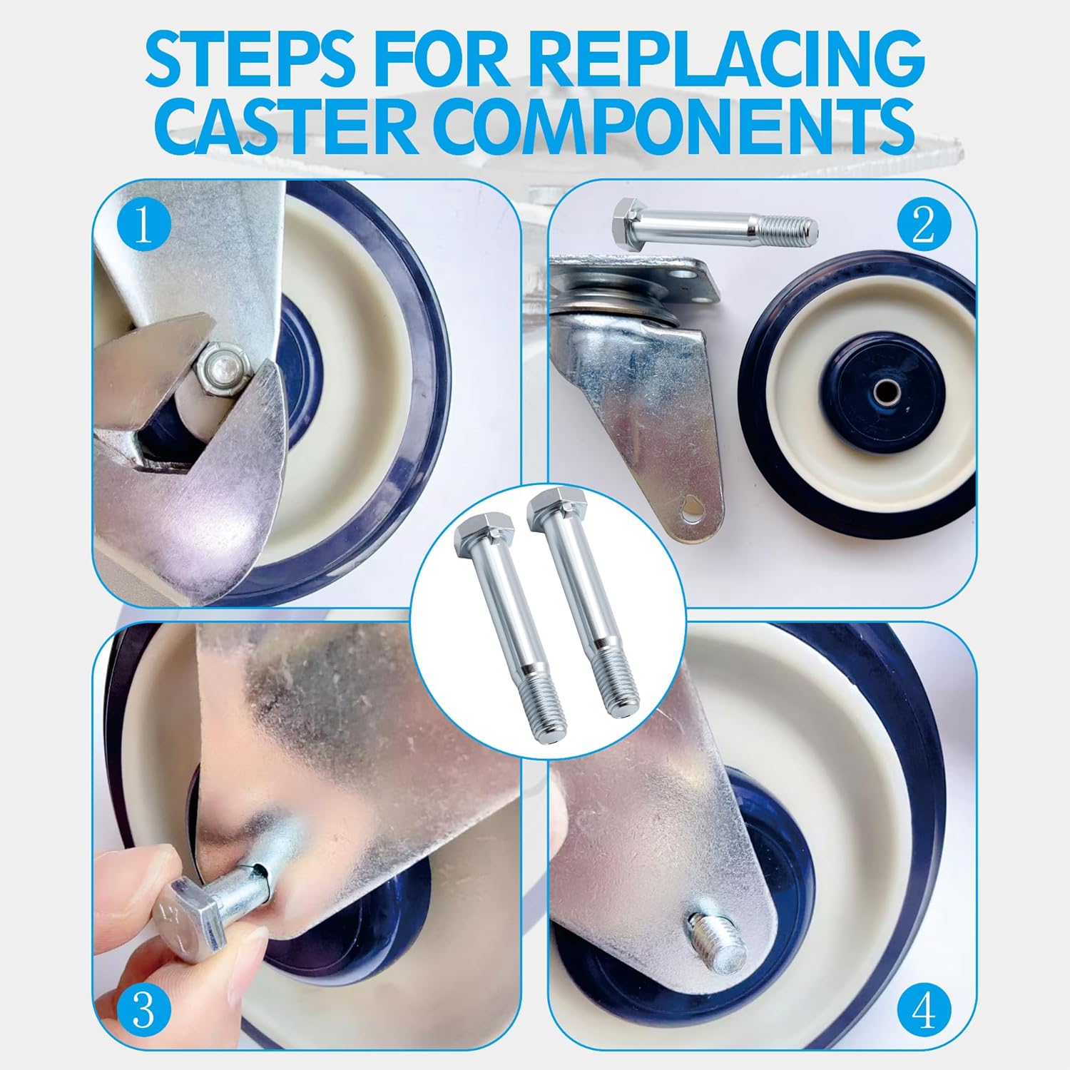 100-Pack 5/16-18x2.32" Long Caster Wheel Bolts, Galvanized Carbon Steel Hex Head Screws with 1/2" Lock Keyway, Replacement Hardware for Handcarts, Dollies and Utility Carts(100)