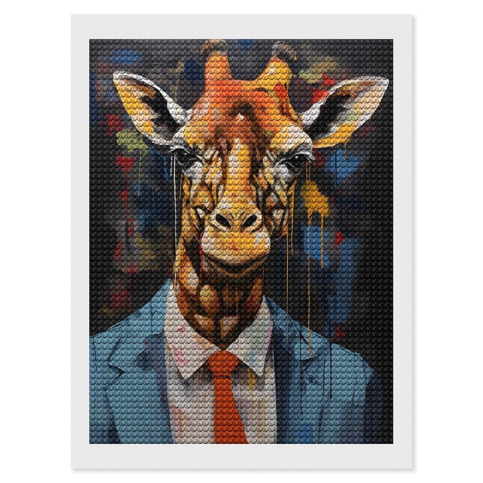 Junmoney Giraffe in A Suit Painting Diamond Painting Kit 12"x16", for Women, Simple to Start, Bedroom Decor, Christmas Gift, Good for Quiet Evenings