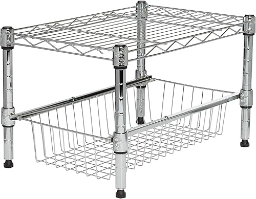 Honey-Can-Do mesa auxiliar comercial, mesa de noche, pequeña, de alambre cromado