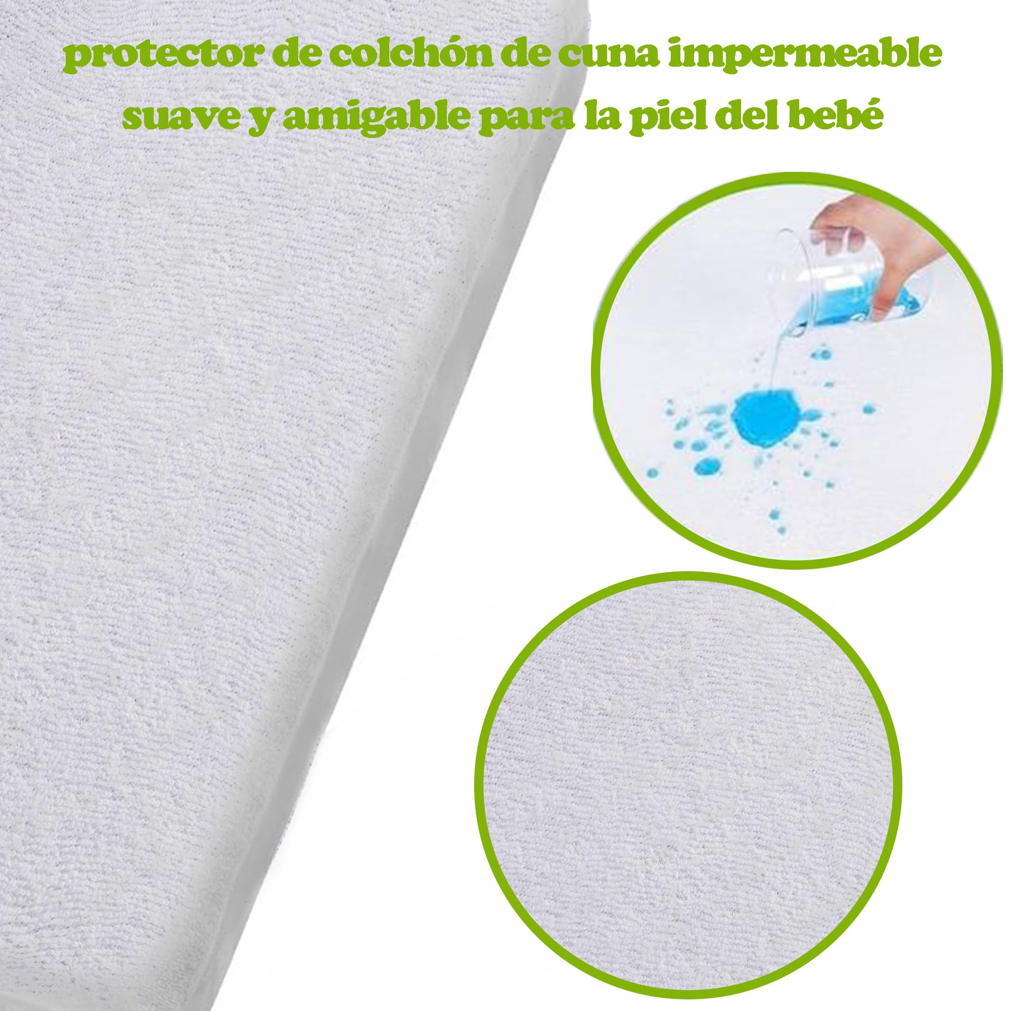 Various - Protector de Minicuna 50 x 80 cm Impermeable,Protector Colchón Minicuna Confortable Hipoalergénico, Anti-bacteriano, Anti-acaros