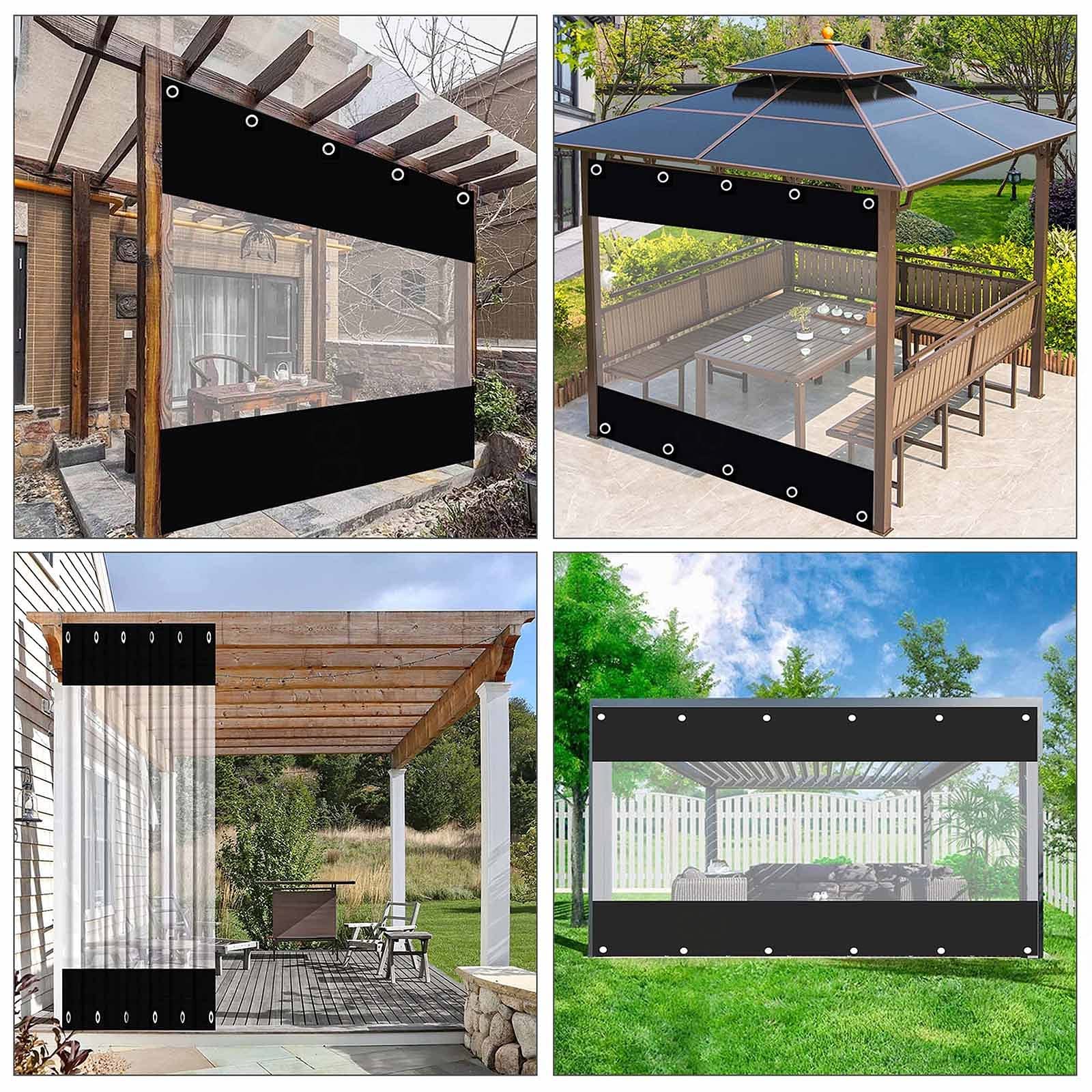 Outdoor Gordijnen, Transparant Dekzeil Waterdichte Paneel met Rits Winddicht Tuinhuisje Buitengordijnen voor Veranda/Pergola/Yard (Color : Clear, Size : 4x2.5m/13.1x8.2ft