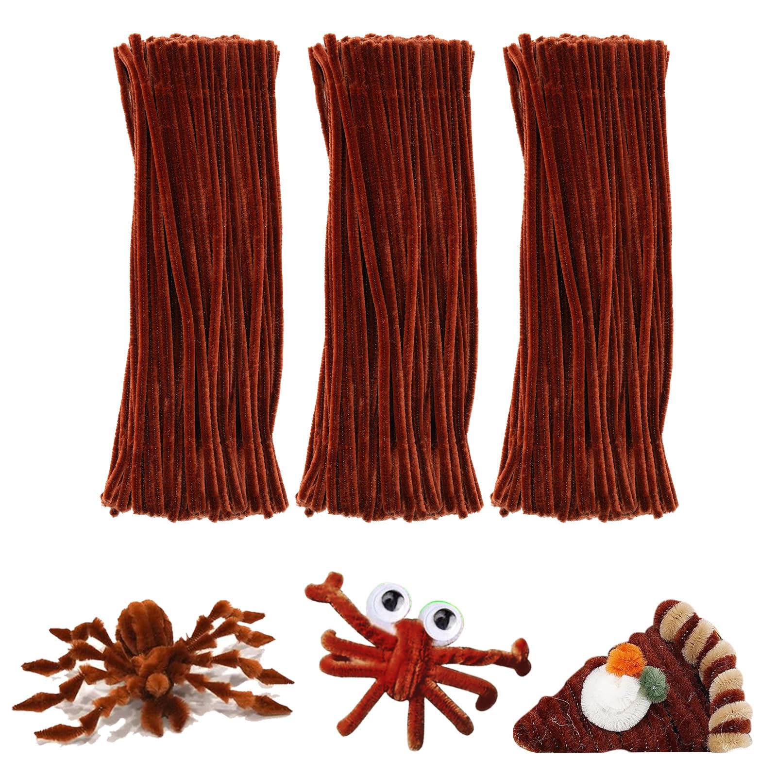 Brown Pipe Cleaners,Art Supplies,200pcs Chenille Stem, Solid Color Pipe Cleaners Set for Pipe Cleaners DIY Art Creative Crafts and Decorations,limpia Pipas,Pipe Cleaner Crafts,Craft Supplies,Crafts