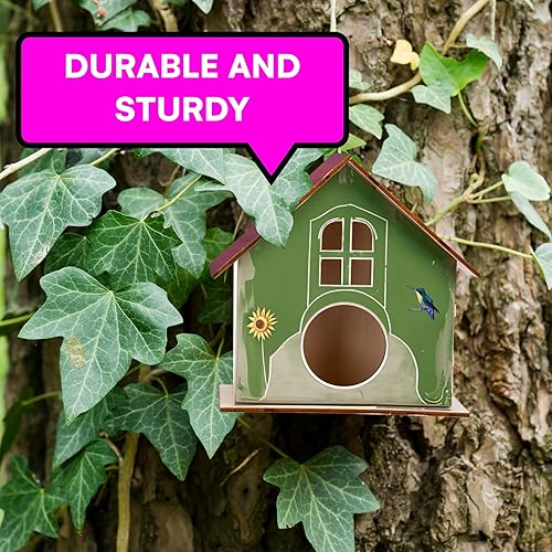 Miniatura 4 de Neliblu 6 casas de pájaros de madera para manualidades, para niños, manualidades para adultos, con kits de casa de pájaros de madera sin terminar,
