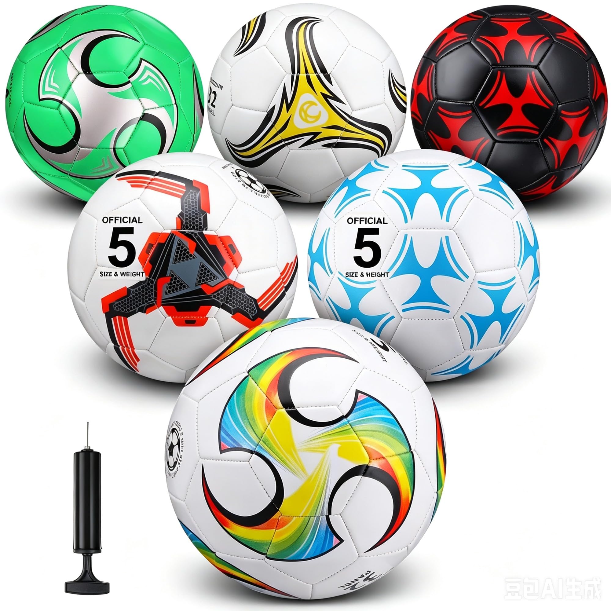 Deekin 6 Pcs Soccer Ball Bulk with Pump Needle