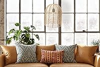 Vista 8 de Creative Co-Op Lámpara de techo moderna de ratán tejida a mano, estilo bohemio, natural