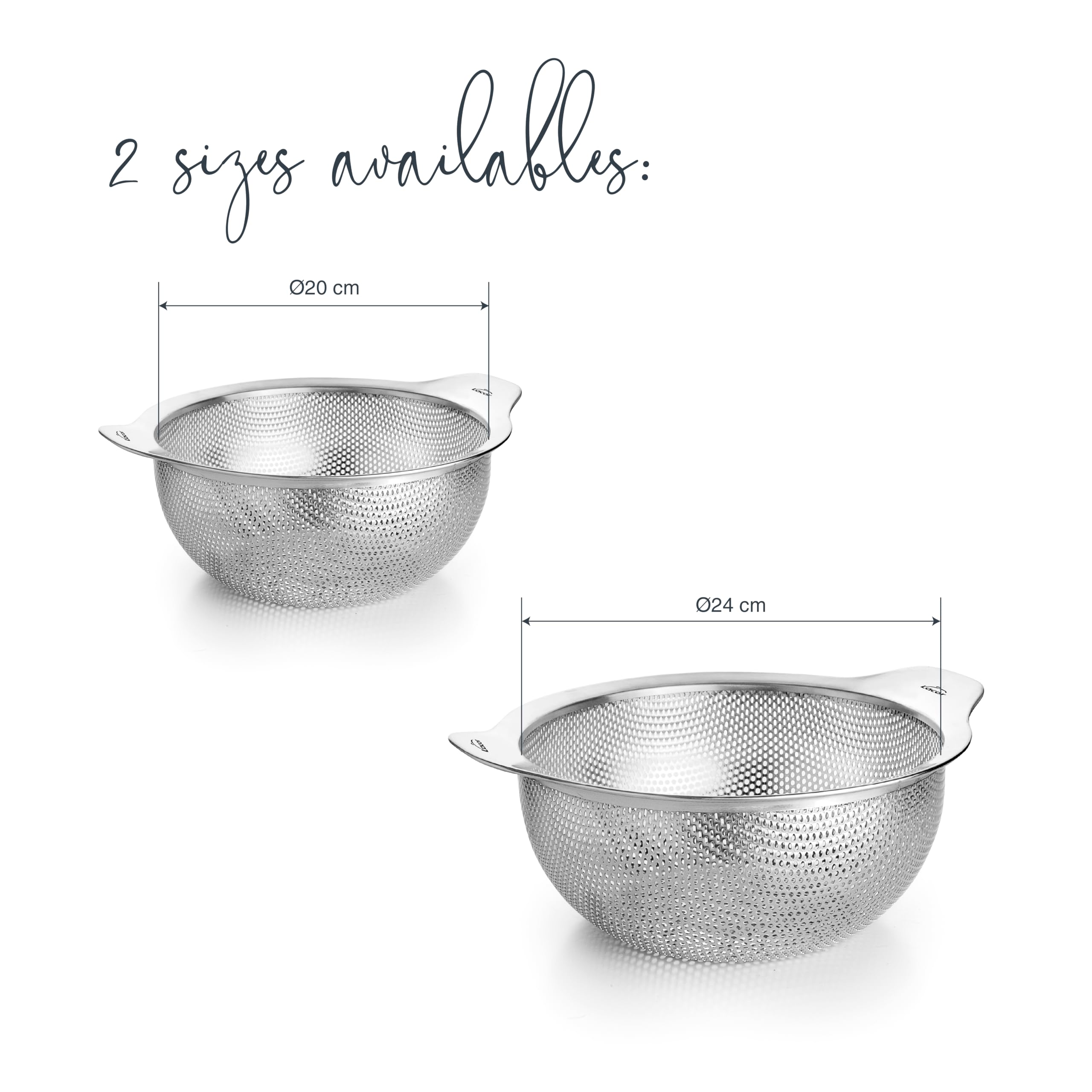 Lacor 62736 - Scolapasta Cucina Inox, Acciaio Inossidabile 18/10 e Ø24 cm | Grande contenitore impilabile con manici per scolare verdura o pasta. Adatto a pentole e lavastoviglie.