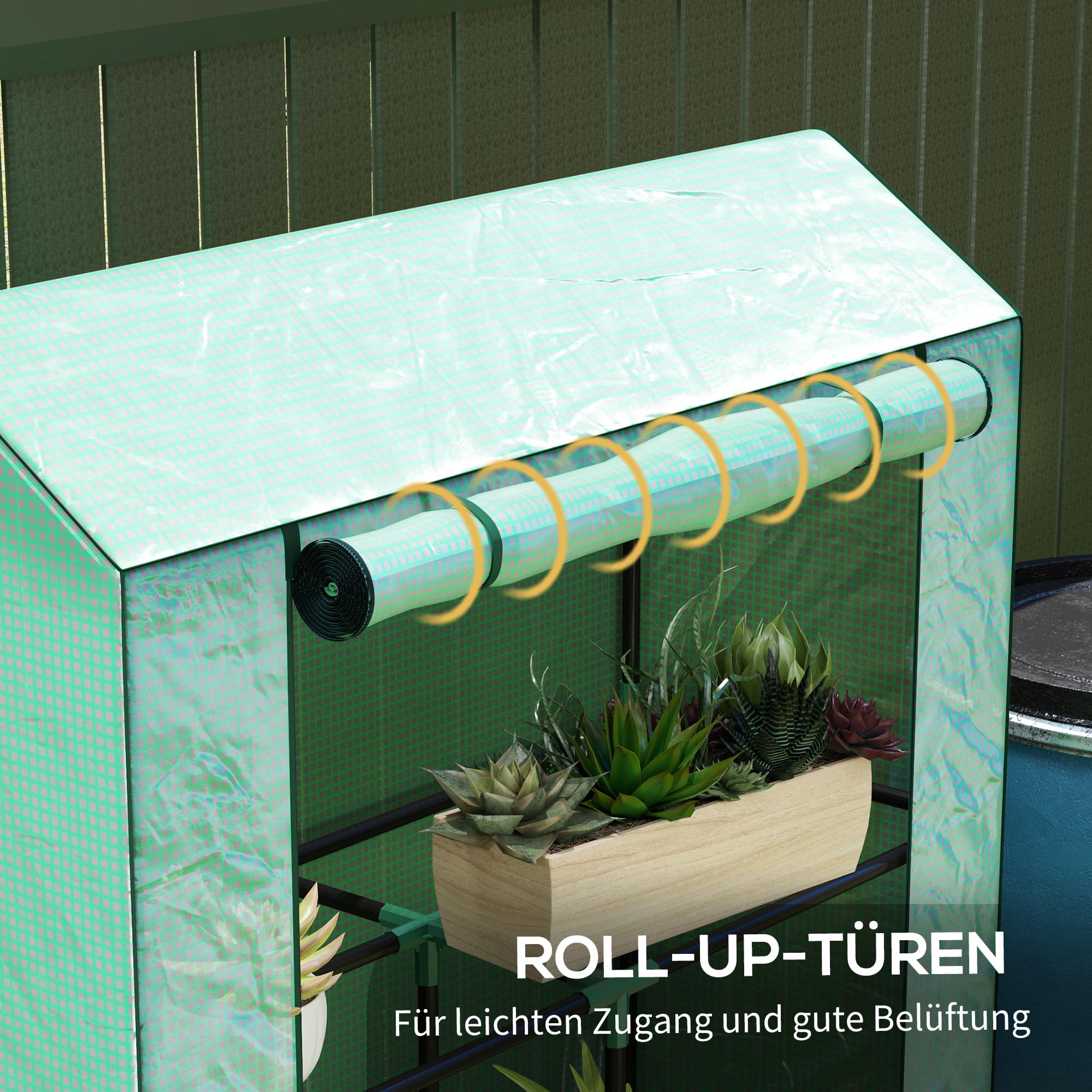 Outsunny Broeikas met roosterfolie, winterbestendige foliekas van