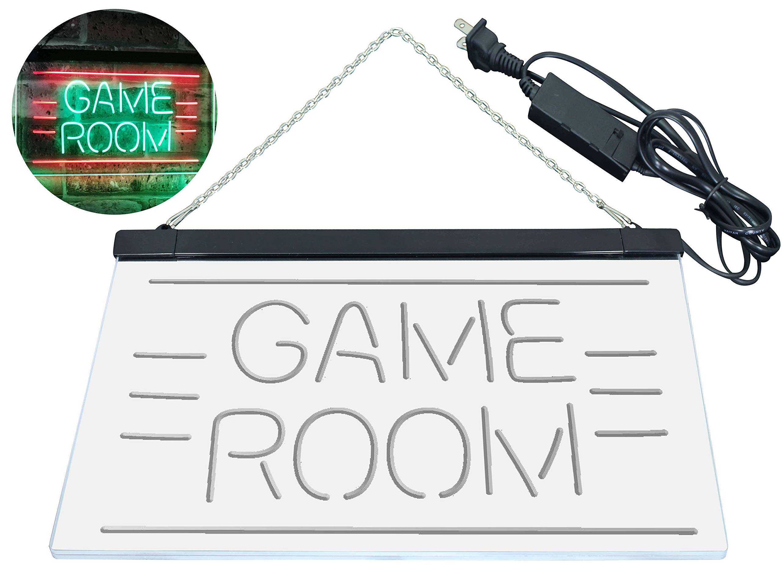 ADVPRO Game Room Man Cave Bar Display Dual Color LED Enseigne Lumineuse Neon Sign Vert et Rouge 400 x 300mm st6s43-i2338-gr