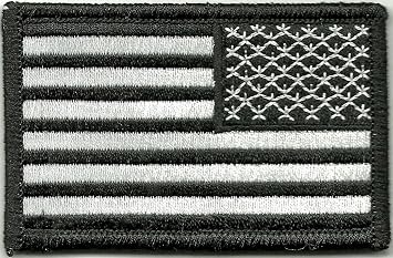 Tactical Reverse USA Flag Patch - Black & White