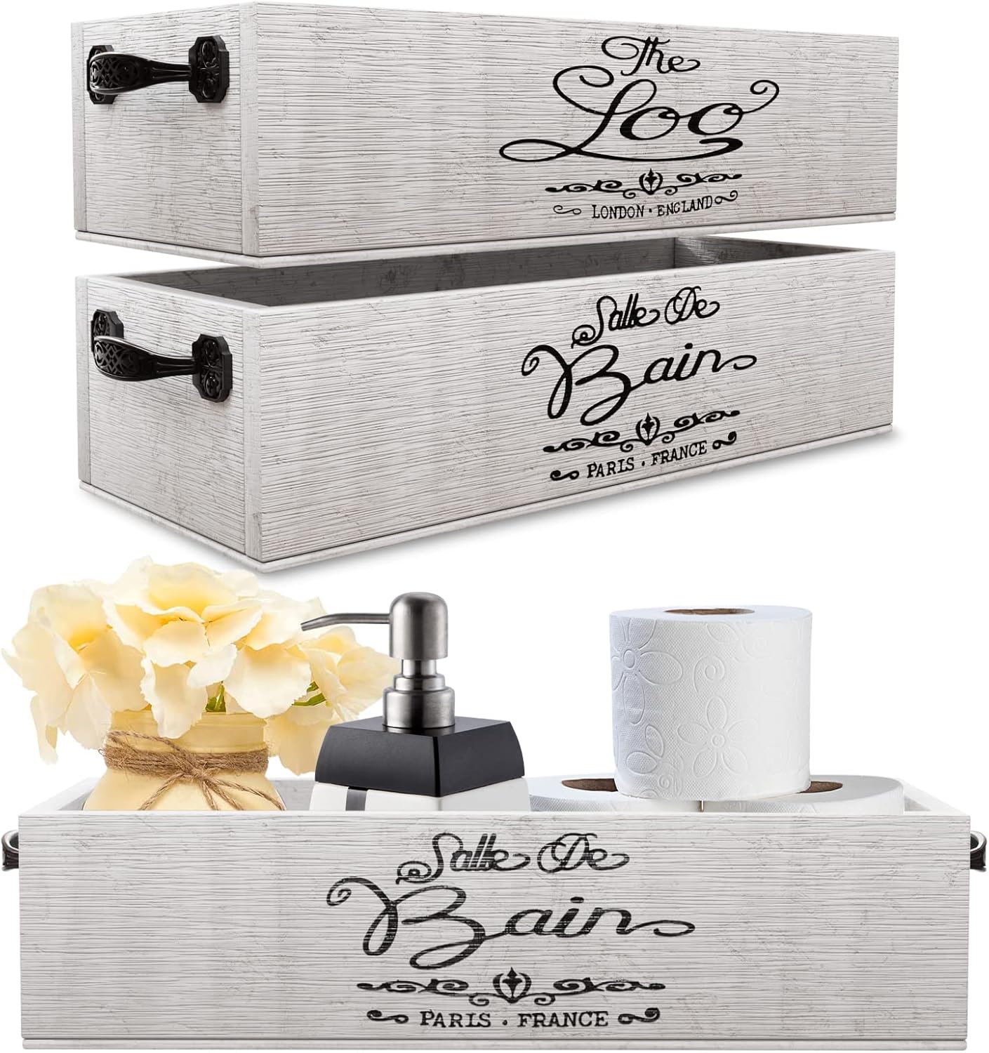 Creative Zen Bathroom Decor Storage Box 2Pack Wooden Toilet Paper Basket