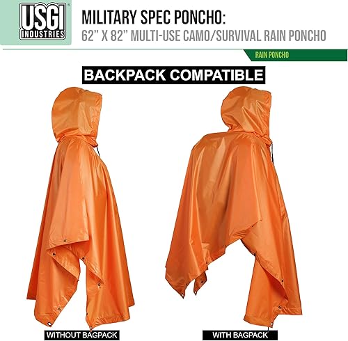 Vista 23 de USGI Industries Poncho de estilo militar Multi Uso Rip Stop Camuflaje Rain Poncho Marpat