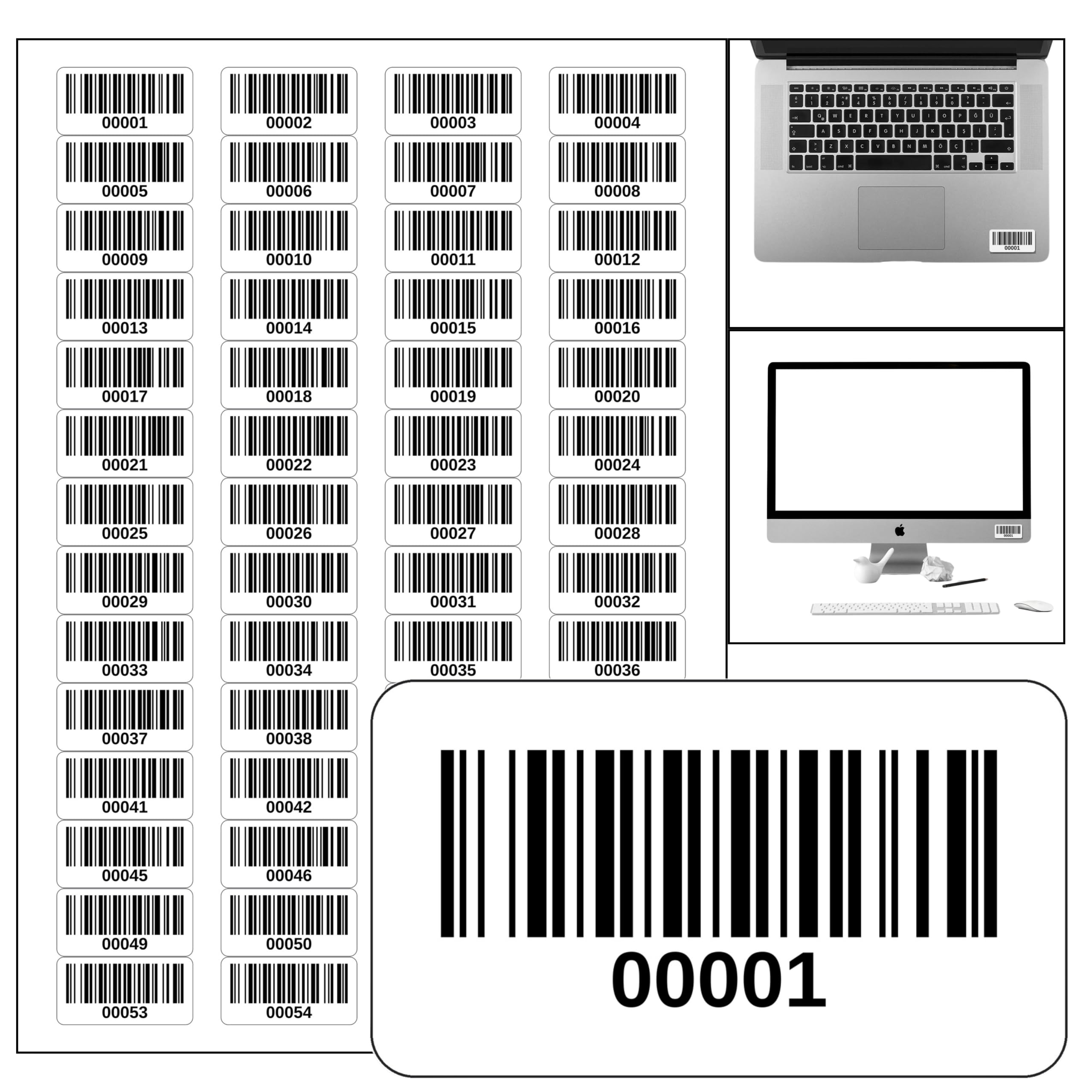 500 etichette per codici a barre, numerate continuamente da 1 a 500, 40 x 20 mm, impermeabili, Code128, resistenti alle intemperie e ai raggi UV, in poliestere, adesivi per inventario, test DGUV V3 (1
