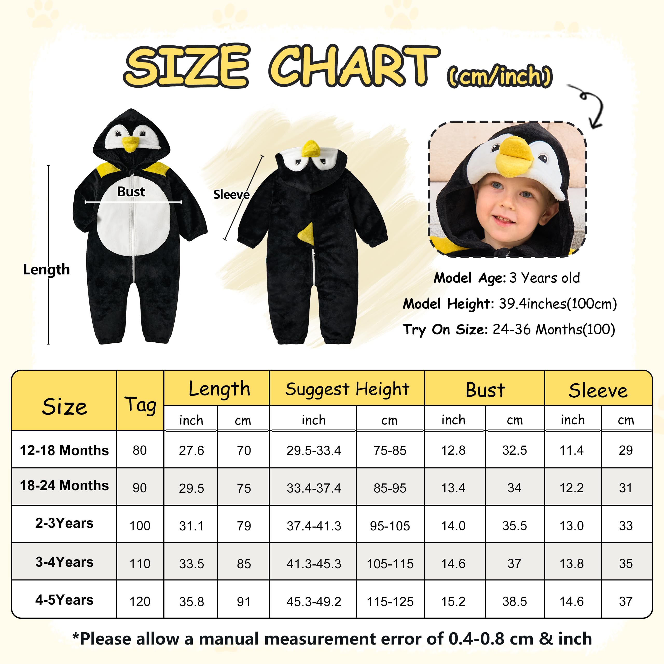 LOLANTA Costume da Animale per Bambino Unisex, Costume da Animale con Cappuccio per Bambino, Tuta Sindacale in Flanella