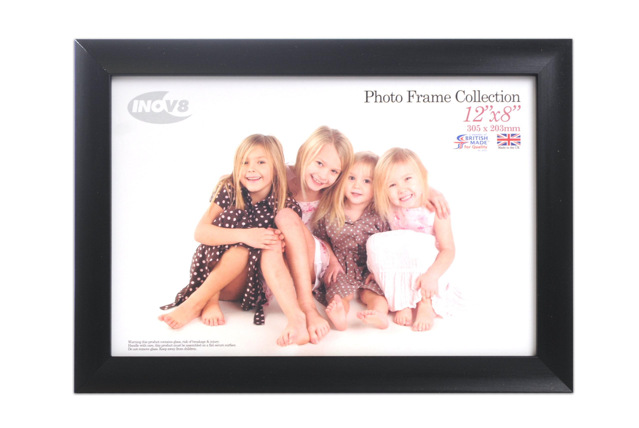 Inov8 British Made Traditional Picture/Photo Frame, 12x8-inch, Scoop Black