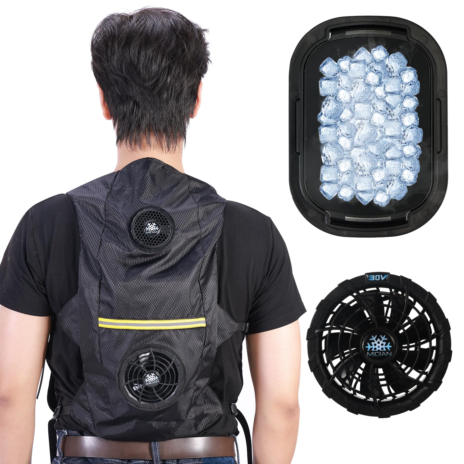 MIDIAN Summer Air Conditioned Cooling Vest for Men Woman, Cooling Clothes with Fan Body Cold Apparel for Working Fishing Outdoor