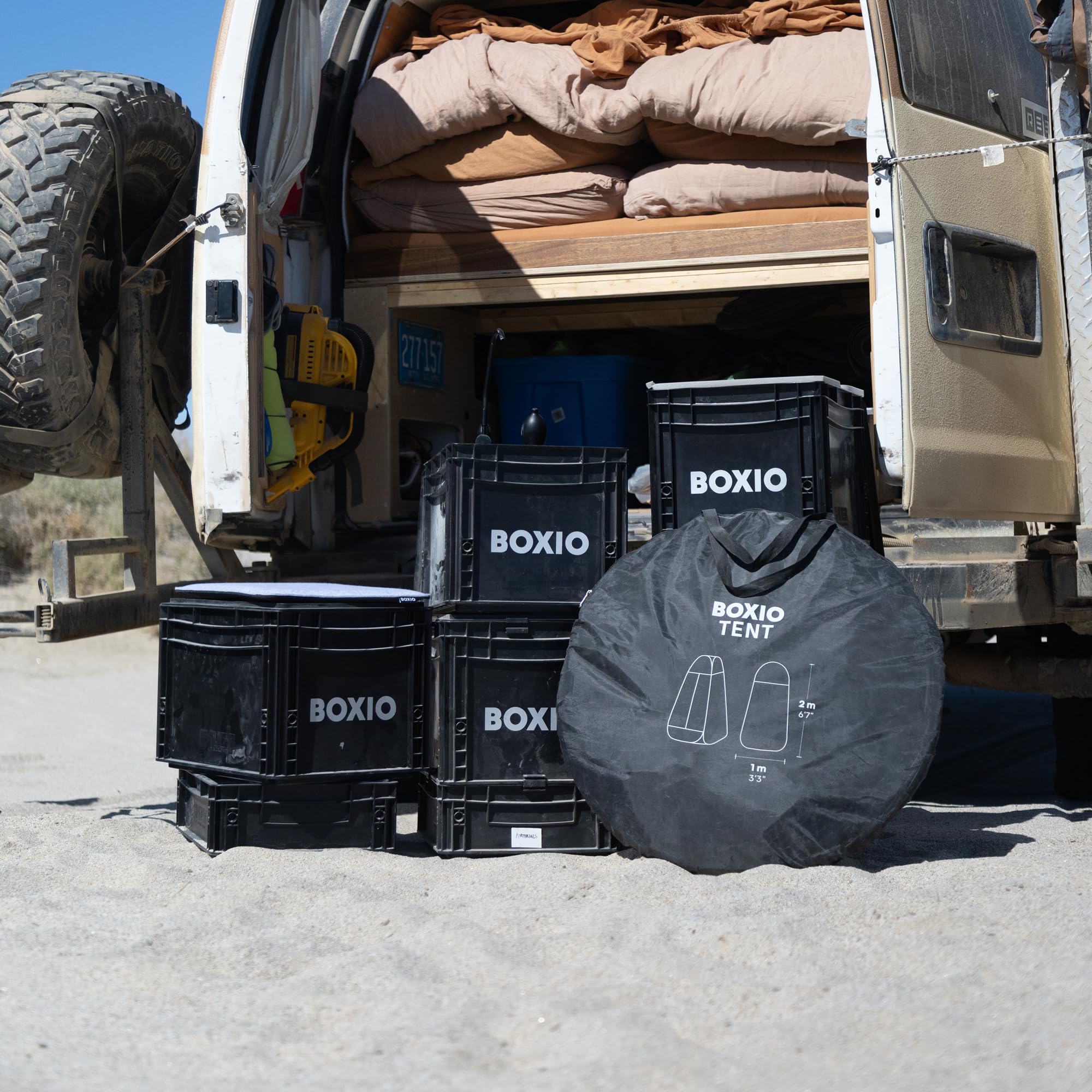 BOXIO - Tent: Mobiles Camping Duschzelt/Toilettenzelt, auch perfekt als freistehende pop up Umkleidekabine 2 x 1m - EIN Muss für Deine Campingtoilette, im Vanlife, und als Festivalbesucher im Sommer