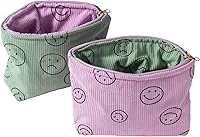 Vista 10 de Bolsas de cosméticos para mujer, bolsa de cosméticos de pana, bolsos estéticos para mujer, bolsos de mano con puntos sonrientes, organizador