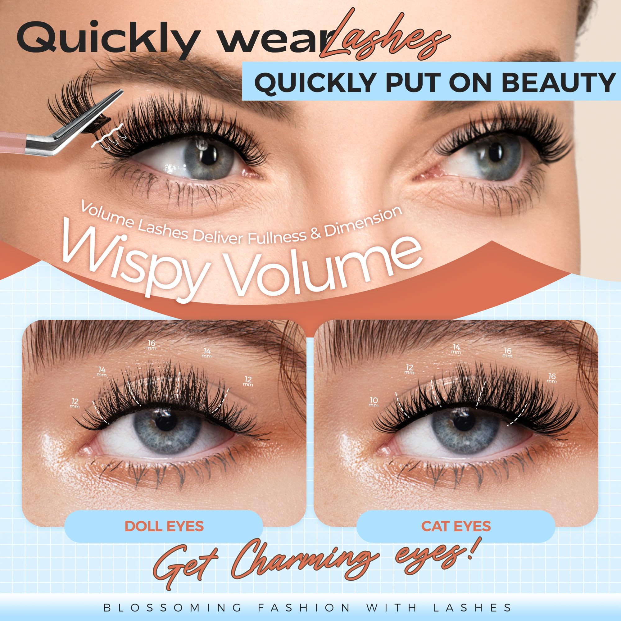 POPUP Self Adhesive Eyelashes 72Pcs D Curl Self Adhesive Lash Clusters Press on Lashes No Glue and Remover Needed Reusable Wispy Pre Glued Eyelashes with Tweezers for Beginners (ZN23)