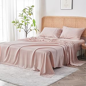 Sijo AiryWeight Tencel Sheet Set, 100% Lyocell Derived from Eucalyptus, Buttery Soft, Architectural Digest 2022 Best Cooling Sheets Winner - 3pc - 2 Pillowcases 1 Fitted (Blush, Full)